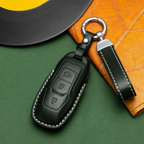 LXHZNB Leder-Autoschlüssel-Hülle, Schlüsselanhänger-Zubehör, Schlüsselanhänger-Halter-Tasche, für Ford Focus 4 Edge Explorer Trurus Mustang Ranger Fusion F150 F250 F350 von LXHZNB