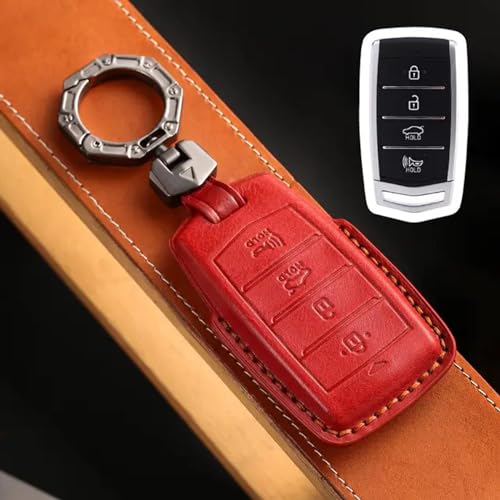 LXHZNB Leder-Autoschlüssel-Hülle, Schlüsselanhänger-Zubehör, Schlüsselanhänger-Halter-Tasche, für Hyundai Genesis G70 G80 G90 von LXHZNB