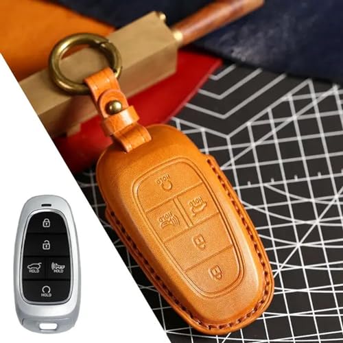 LXHZNB Leder-Autoschlüssel-Hülle, Schlüsselanhänger-Zubehör, Schlüsselanhänger-Halter-Tasche, für Hyundai Tucson Solaris Sonata Hybrid Nexo Nx4 von LXHZNB