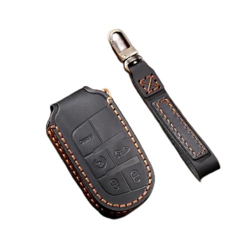 LXHZNB Leder-Autoschlüssel-Hülle, Schlüsselanhänger-Zubehör, Schlüsselanhänger-Halter-Tasche, für Jeep Renegade Grand Cherokee Dodge Challenger von LXHZNB