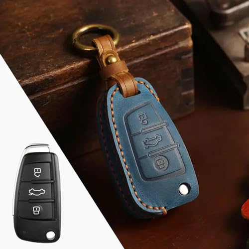 LXHZNB Leder Autoschlüsseletui Abdeckung Schlüsselanhänger Zubehör Schlüsselanhänger Halter Tasche, für Audi A1 A3 Q2l Q3 S3 S5 S6 R8 Tt Old Q7 Q5 A6 A4 von LXHZNB