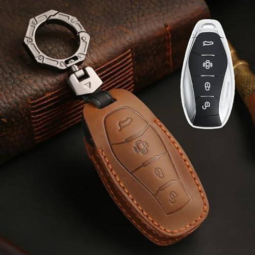 LXHZNB Leder Autoschlüsseletui Abdeckung Schlüsselanhänger Zubehör Schlüsselanhänger Halter Tasche, für FAW Hongqi H5 2023 Hs5 H9 Eqm5 Hs7 2022 von LXHZNB
