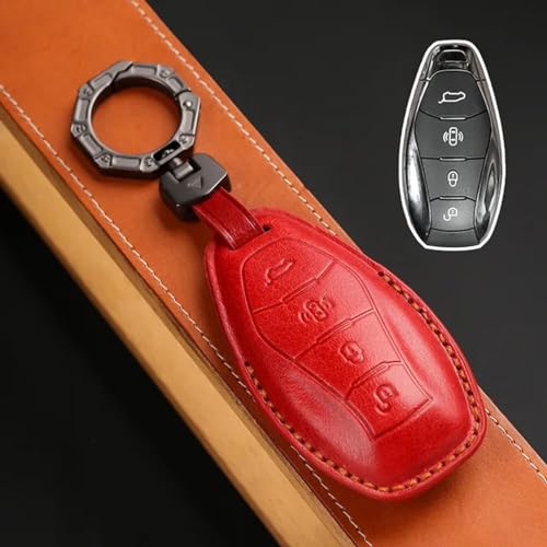 LXHZNB Leder Autoschlüsseletui Abdeckung Schlüsselanhänger Zubehör Schlüsselanhänger Halter Tasche, für FAW Hongqi H5 2023 Hs5 H9 Eqm5 Hs7 2022 von LXHZNB