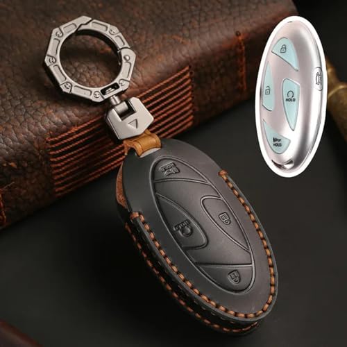 LXHZNB Leder Autoschlüsseletui Abdeckung Schlüsselanhänger Zubehör Schlüsselanhänger Halter Tasche, für Hyundai Grandeur GN7 2023 Kona Ev von LXHZNB