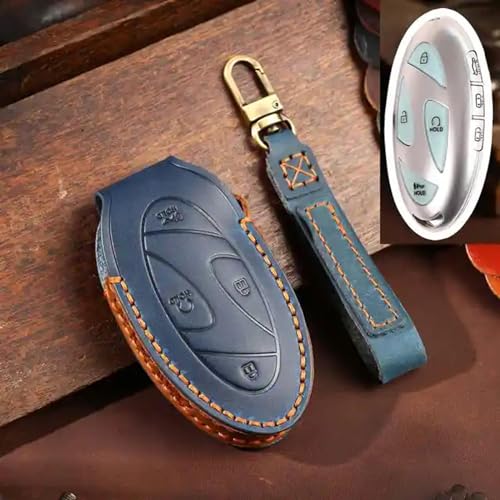 LXHZNB Leder Autoschlüsseletui Abdeckung Schlüsselanhänger Zubehör Schlüsselanhänger Halter Tasche, für Hyundai Grandeur GN7 Kona Ev 2023 von LXHZNB