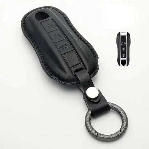 LXHZNB Leder-Autoschlüsselhülle, Schlüsselanhänger-Zubehör, Schlüsselanhänger-Halter, Tasche, für Porsche Macan Panamera Cayenne 911 718 von LXHZNB