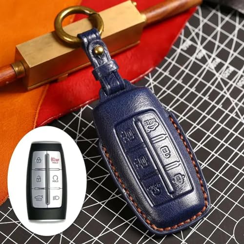 LXHZNB Luxus Auto Schlüssel Fall Abdeckung Fob Schutz Leder Schlüsselanhänger Halter Zubehör, für Hyundai Genesis 8 Taste G80 Gv70 Gv80 Gv90 Tasche von LXHZNB