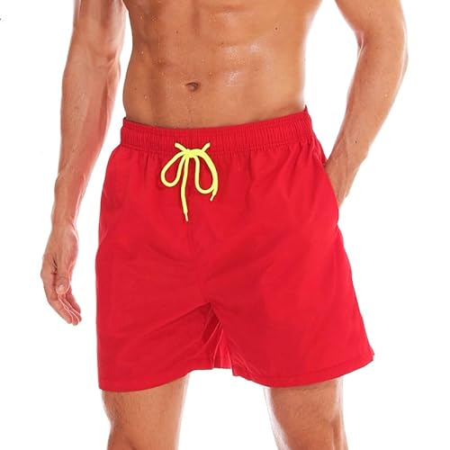LXJYDN Badehose Männer Modische Schnelle Trocknende Schnürschuhe Im Schwimmen Casual Sports Beach Trunks-Rot-3Xl von LXJYDN