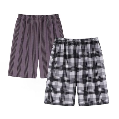 LXJYDN Kurze Hose 2-Pack-Männer Baumwollplaid Shorts Lässig Losen Losen Plus-Größe Home Shorts Pyjama Hosen-Set 5-XL von LXJYDN