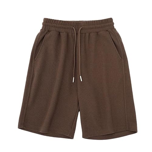 LXJYDN Kurze Hose Männer Einfache Riemchen -Waffelshorts, Lässige Und Komfortable Plus -Size -Shorts-Braun-3Xl von LXJYDN