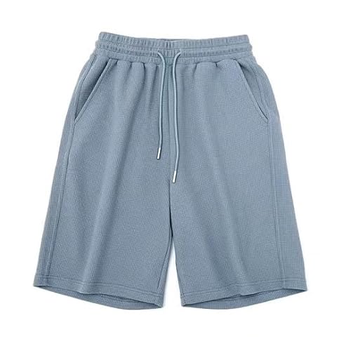 LXJYDN Kurze Hose Männer Einfache Riemchen -Waffelshorts, Lässige Und Komfortable Plus -Size -Shorts-Dunstblau-4Xl von LXJYDN