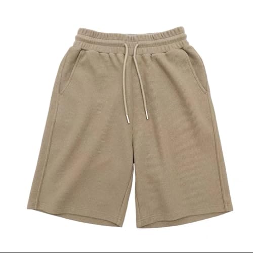 LXJYDN Kurze Hose Männer Einfache Riemchen -Waffelshorts, Lässige Und Komfortable Plus -Size -Shorts-Khaki-3Xl von LXJYDN