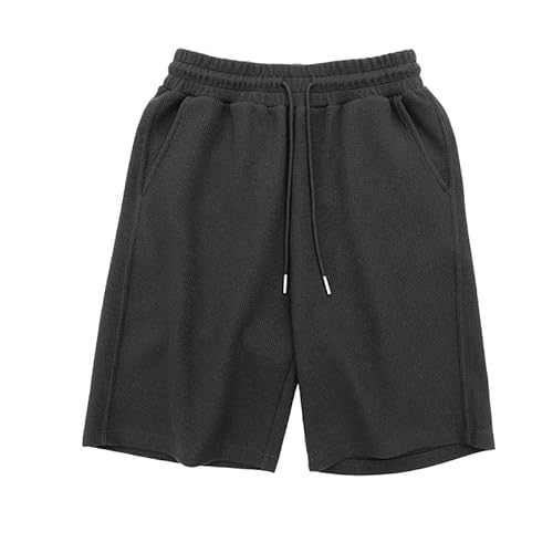 LXJYDN Kurze Hose Männer Einfache Riemchen -Waffelshorts, Lässige Und Komfortable Plus -Size -Shorts-Schwarz-XXL von LXJYDN