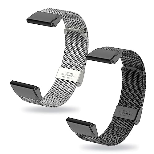 2-PCS Metall Armband Kompatibel mit Garmin Fenix 6S Pro Armband Mesh Edelstahl Schnalle für Damen/Herren für Garmin Fenix 6S Pro Band Ersatzarmband für Garmin Fenix 6S Pro (4) von LXURY