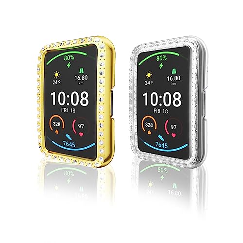 2 Pack Hülle Kompatibel mit Huawei Watch fit Case PC TPU Ultradünne Gehäuse Hülle für Huawei Watch fit Anti-Fall schützen Kratzfest Hülle für Huawei Watch fit Hülle (1) von LXURY
