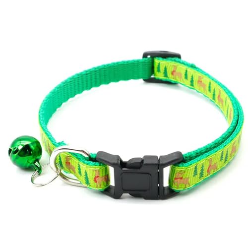 LXYUTY Leuchthalsband Hund Haustier Halsbänder Zarte Sicherheit Casual Nylon Hundehalsband Mit Glocke Weihnachten Halsband Mode Halsband-hellgrün-19-32cm von LXYUTY