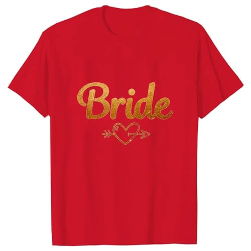 LXYUTY T-Shirts für Damen Brautjungferteam Bride T-Shirt Golden Arrow Liebes Herz Tees Junggeselle Bachelorette Henne Party-t -Shirt 16-5xl von LXYUTY