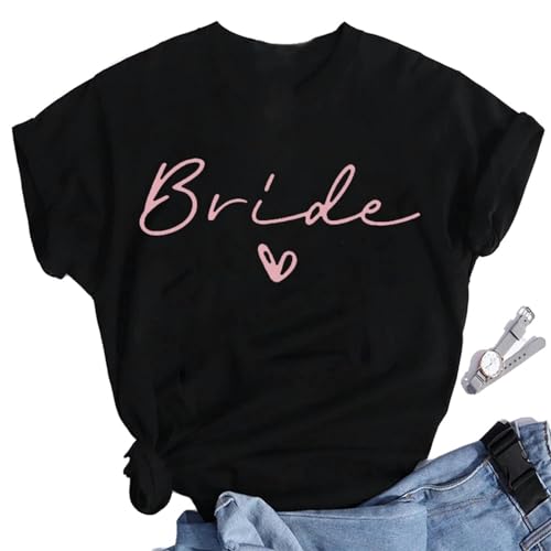 LXYUTY T-Shirts für Damen Hochzeit Party Team Braut Bachelorette Frauen T-shirts-schwarz-16085-s von LXYUTY