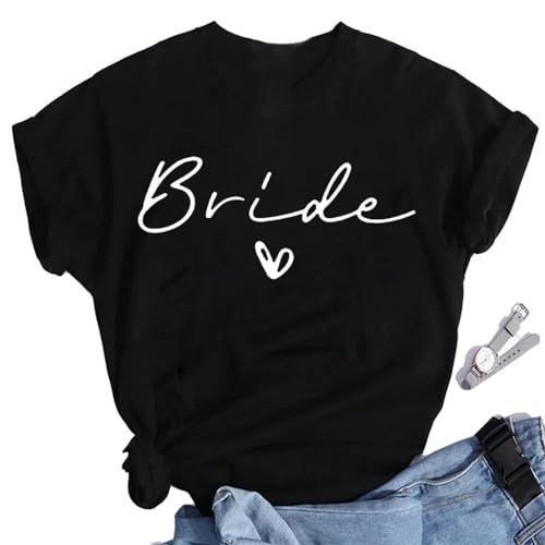 LXYUTY T-Shirts für Damen Hochzeit Party Team Braut Bachelorette Frauen T-shirts-schwarz-16087-3xl von LXYUTY