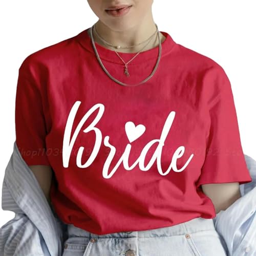 LXYUTY T-Shirts für Damen T-Shirt Braut Hochzeit Team Braut Tops Bachelorette Hen Party Blusen-a-braut23-7-xl von LXYUTY