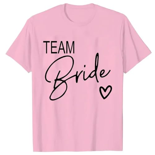 LXYUTY T-Shirts für Damen T-Shirt Kurzarm Weibliches T-Shirt Braut Party Braut Squad Team Braut T-shirts-f1265-14-pink-s von LXYUTY