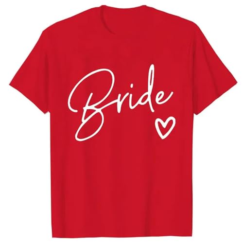 LXYUTY T-Shirts für Damen T-Shirt Kurzarm Weibliches T-Shirt Braut Party Braut Squad Team Braut T-shirts-f1265-5-rot-xl von LXYUTY