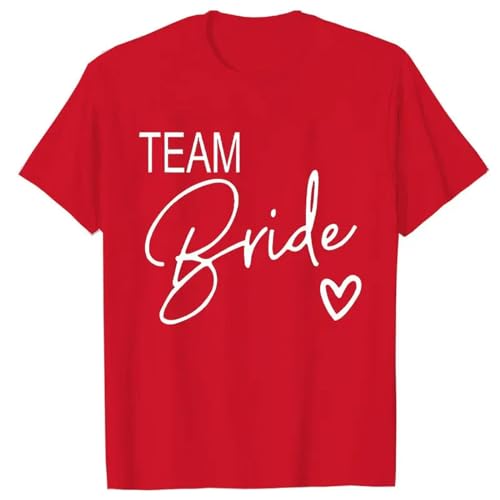 LXYUTY T-Shirts für Damen T-Shirt Kurzarm Weibliches T-Shirt Braut Party Braut Squad Team Braut T-shirts-f1265-6-rot-l von LXYUTY