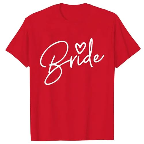 LXYUTY T-Shirts für Damen T-Shirt Kurzarm Weibliches T-Shirt Braut Party Braut Squad Team Braut T-shirts-f1265-7-rot-s von LXYUTY