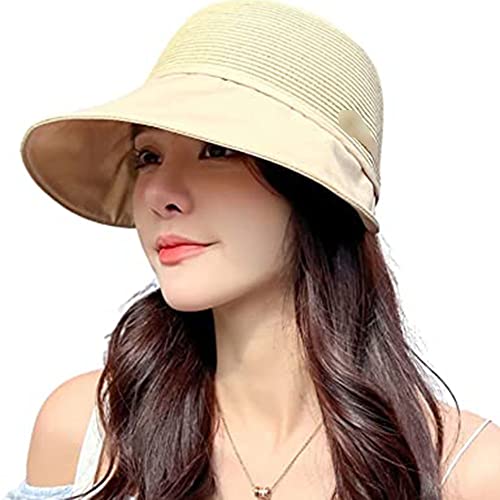 LYAART Damen-Sonnenschutzhut mit großer Krempe für Strandausflüge im Sommer, Sommer-UV-Hut mit Krempe, Damen-Sonnenhut (beige) von LYAART