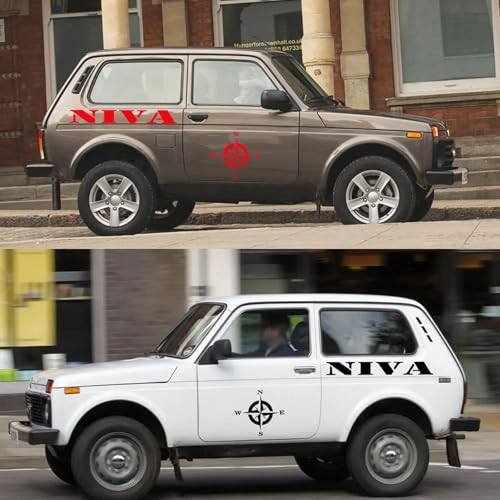 LYABYT 4PCS Auto Tür Seite PVC Aufkleber Off Road 4x4 Kompass Grafik Vinyl Film Aufkleber Dekoration Tuning Auto Zubehör, Für Lada Niva von LYABYT