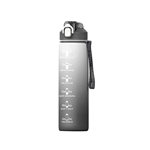 LYEAA 1000 ml Sport-Wasserflasche mit Zeitmarkierung, auslaufsichere Trinkflaschen for Outdoor, Fitnessstudio, Fitness, Reisen, tragbar, auslaufsicher, Kunststoff, BPA-freie Trinkbecher von LYEAA