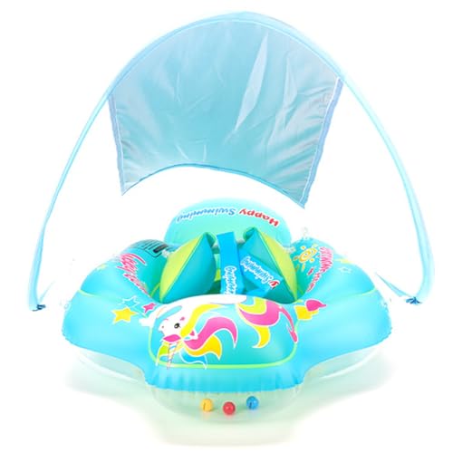 LYEAA Aufblasbarer Baby-Schwimmring mit Sonnenschutz – Schwimmkörper for Kleinkinder for Strand- und Poolpartys von LYEAA