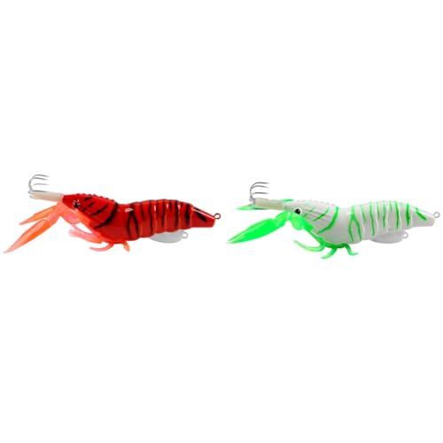 LYEAA Realistischer weicher Garnelen-Angelköder mit Haken, Perlenköder für Tintenfische und Tintenfische, zum Meeresangeln von LYEAA
