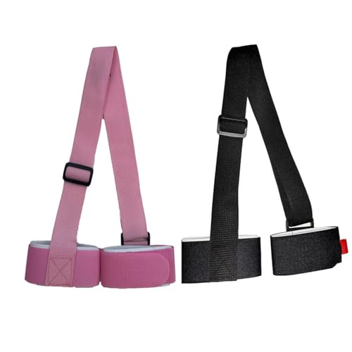 LYEVA Skimate – Skimate-Skigurte, Snowboard-Bindungsgurte, Skiträger-Schultergurt, verstellbare Skigurte, tragen Sie Ihre Skiausrüstung mit Leichtigkeit (Black+Pink) von LYEVA