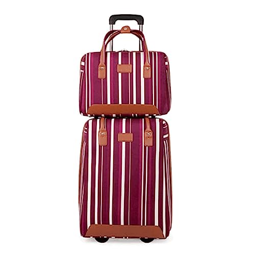 LYFDPN 2-Piece Suitcase Nylon Luggage Fashion Stripe Large Capacity Luggage Sets Anti-Theft Combination Lock Suitcases with Wheels Easy to Move (Purple) von LYFDPN