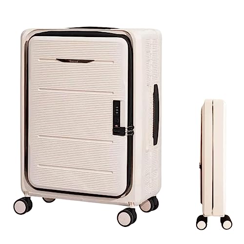 LYFDPN 3-Speed Adjustable Trolley Carry On Luggage Front Open Suitcase with Universal Wheel Boarding Luggage Easy to Move (Apricot 24 in) von LYFDPN