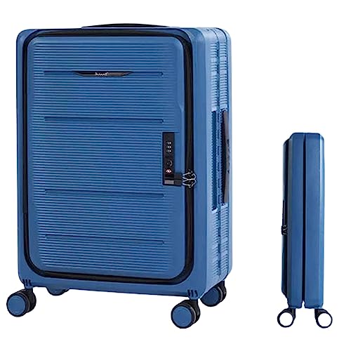 LYFDPN 3-Speed Adjustable Trolley Carry On Luggage Front Open Suitcase with Universal Wheel Boarding Luggage Easy to Move (Blue 20 in) von LYFDPN