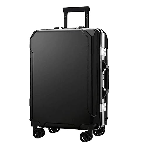 LYFDPN Practical Luggage Suitcases Carry On Luggage Dual USB Charging Ports Aluminum Frame Suitcase Large Capacity Luggage Easy to Move (Black 20 in) von LYFDPN