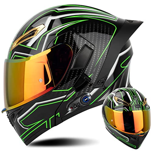Integraler Motorrad-Bluetooth-Helm mit Heck, DOT/ECE-zugelassenes Flügeldesign, Geräuschreduzierung mit Antibeschlag-Doppelvisier for Erwachsene, Männer und Frauen, modularer Helm ( Color : H , Size : von LYXPEIJIAN