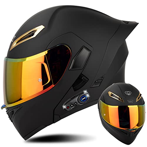 Integraler Motorrad-Bluetooth-Helm mit Heck, DOT/ECE-zugelassenes Flügeldesign, Geräuschreduzierung mit Antibeschlag-Doppelvisier for Erwachsene, Männer und Frauen, modularer Helm ( Color : I , Size : von LYXPEIJIAN