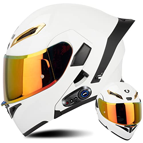 Integraler Motorrad-Bluetooth-Helm mit Heck, DOT/ECE-zugelassenes Flügeldesign, Geräuschreduzierung mit Antibeschlag-Doppelvisier for Erwachsene, Männer und Frauen, modularer Helm ( Color : J , Size : von LYXPEIJIAN