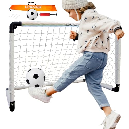 LZHDZQD Fussballtor, Fußballtor Kinder, Fussballtore für Garten Kinder, Fußballtor Faltbar für Indoor/Outdoor/Garten Fußball Spielzeug (90x60 weiß Tor+ fußball) von LZHDZQD