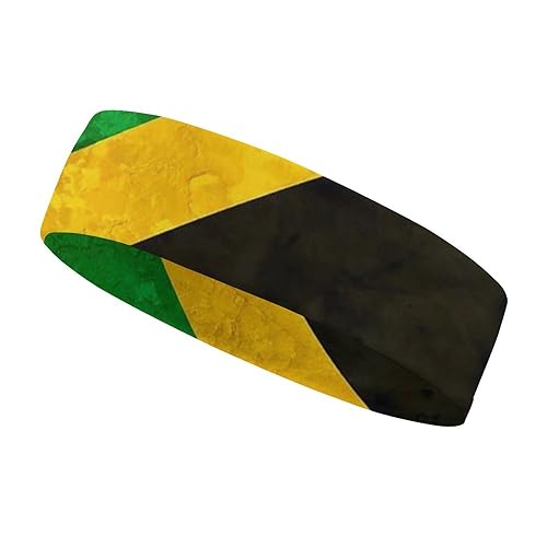 Elastisches Stirnband für Herren und Damen, Jamaikanische Flagge, Schweißbänder für Laufen, Fitness, Tennis, Basketball, Yoga und mehr (1 Packung) von LZNJZ