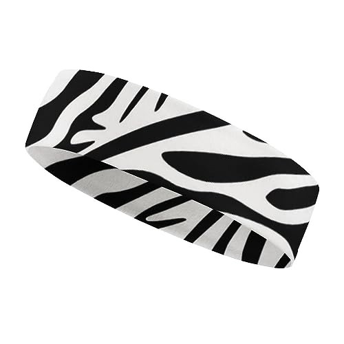 Elastisches Stirnband für Herren und Damen, schwarz, einfache Zebra-Schweißbänder für Laufen, Fitness, Tennis, Basketball, Yoga und mehr (1 Packung) von LZNJZ