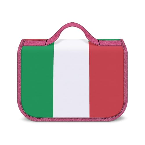 Kulturbeutel aus Segeltuch, tragbare Make-up-Tasche, britische Flagge, Kulturbeutel für Damen und Herren, Italien-Flagge, Einheitsgröße von LZNJZ