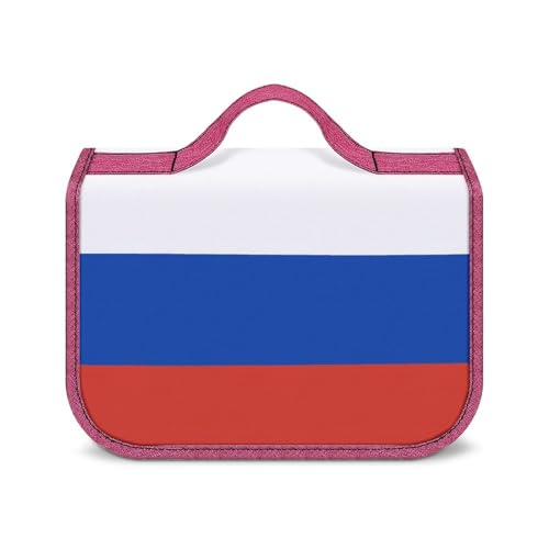 Kulturbeutel aus Segeltuch, tragbare Make-up-Tasche, britische Flagge, Kulturbeutel für Damen und Herren, Russische Flagge, Einheitsgröße von LZNJZ