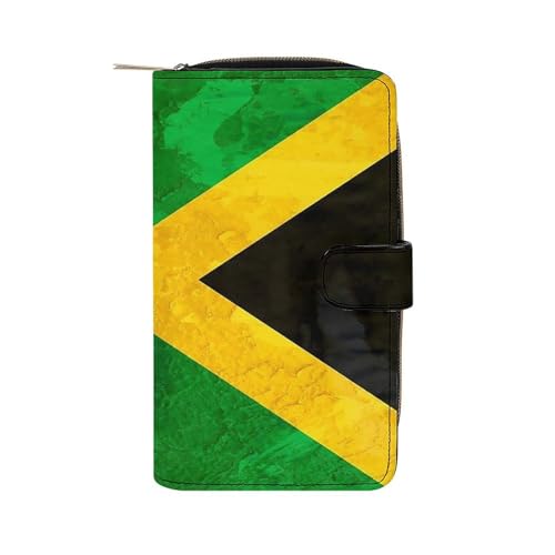 LZNJZ Geldbörse aus PU-Leder, Geldbörsen für Damen, russische Flagge, Jamaikanische Flagge, 19.7x11x3.5cm von LZNJZ
