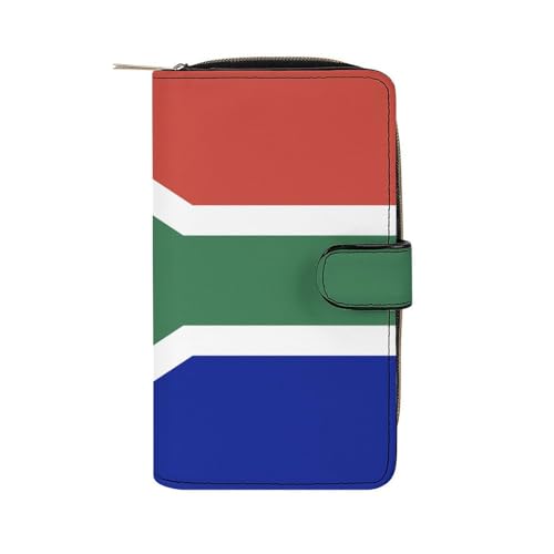 LZNJZ Geldbörse aus PU-Leder, Geldbörsen für Damen, russische Flagge, Südafrikanische Flagge, 19.7x11x3.5cm von LZNJZ
