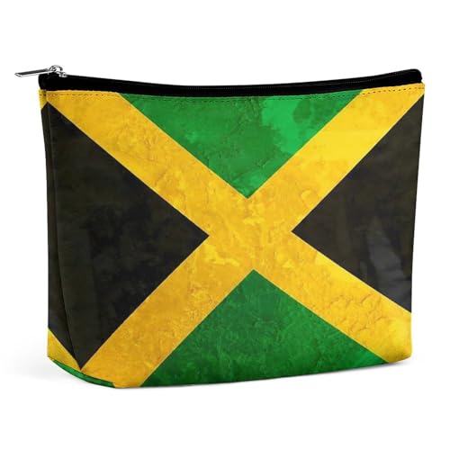 Make-up-Tasche aus PU-Leder, tragbare Kosmetiktasche, mexikanische Flagge, Kulturbeutel für Damen und Herren, Jamaikanische Flagge, Einheitsgröße von LZNJZ
