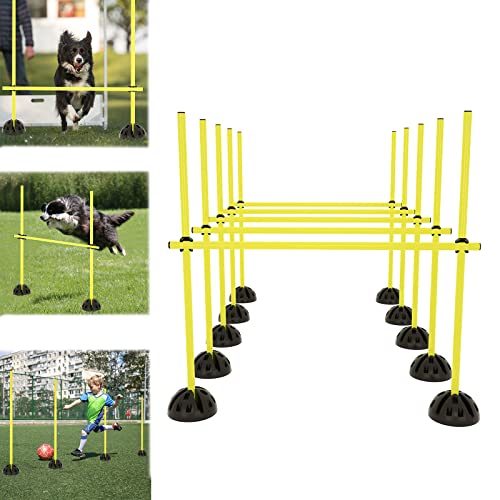 LZQ Sprungstangen-Set Agility Hürdenset Trainingsstangen für Sprungkraft, Dribbling und Beweglichkeit Ideal für den Vereins- oder Schulsport, Gelb von LZQ